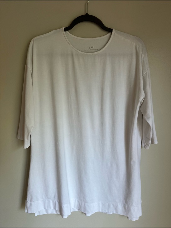 J. Jill Tops - J. Jill Women’s Luxe Supima Ballet Sleeve Tunic Top White Size Medium Split Side